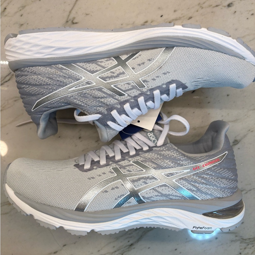 Asics Gray and Silver Running Shoes
